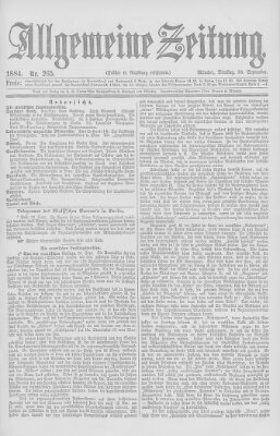 Allgemeine Zeitung Dienstag 23. September 1884