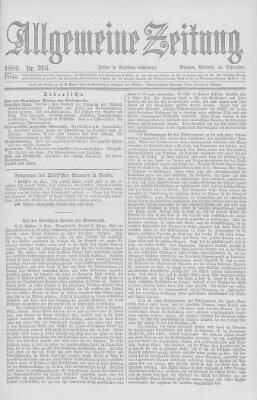 Allgemeine Zeitung Mittwoch 24. September 1884