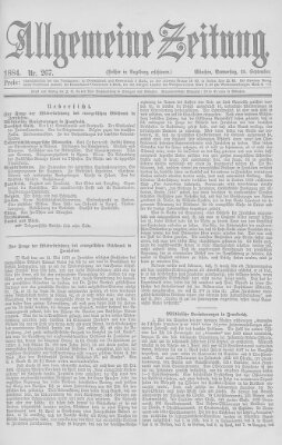 Allgemeine Zeitung Donnerstag 25. September 1884