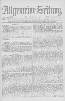Allgemeine Zeitung Sonntag 28. September 1884