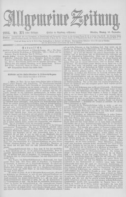 Allgemeine Zeitung Montag 29. September 1884