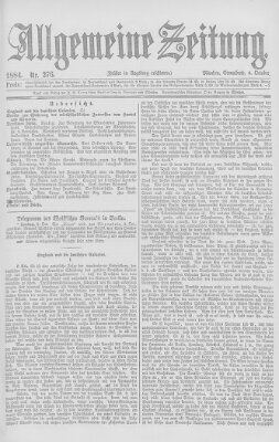 Allgemeine Zeitung Samstag 4. Oktober 1884