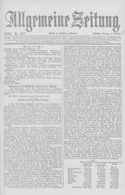 Allgemeine Zeitung Sonntag 5. Oktober 1884