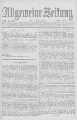 Allgemeine Zeitung Dienstag 7. Oktober 1884