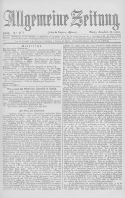 Allgemeine Zeitung Samstag 25. Oktober 1884