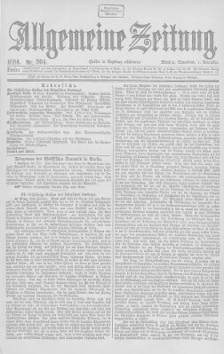 Allgemeine Zeitung Samstag 1. November 1884