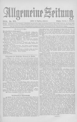 Allgemeine Zeitung Sonntag 2. November 1884