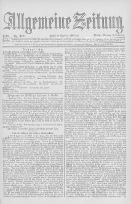 Allgemeine Zeitung Sonntag 9. November 1884