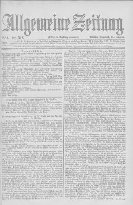 Allgemeine Zeitung Samstag 15. November 1884