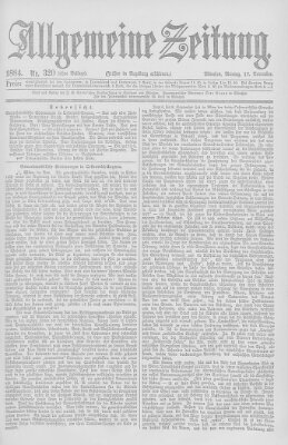 Allgemeine Zeitung Montag 17. November 1884