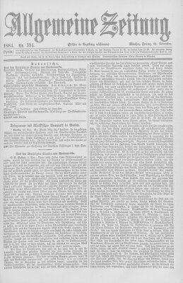 Allgemeine Zeitung Freitag 21. November 1884