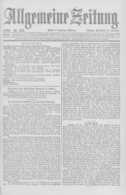 Allgemeine Zeitung Samstag 22. November 1884