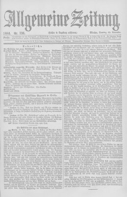 Allgemeine Zeitung Sonntag 23. November 1884