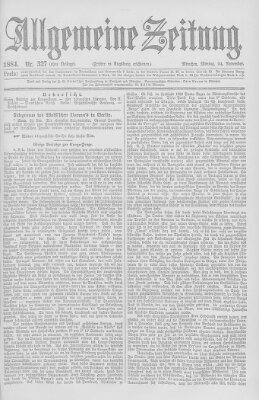 Allgemeine Zeitung Montag 24. November 1884