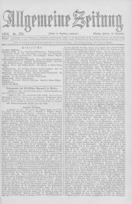 Allgemeine Zeitung Freitag 28. November 1884