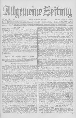 Allgemeine Zeitung Dienstag 2. Dezember 1884