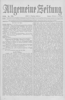 Allgemeine Zeitung Mittwoch 3. Dezember 1884