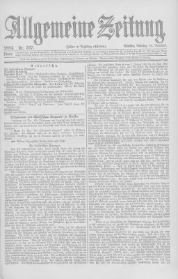 Allgemeine Zeitung Sonntag 14. Dezember 1884