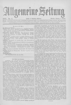 Allgemeine Zeitung Sonntag 4. Januar 1885