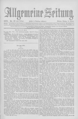 Allgemeine Zeitung Montag 12. Januar 1885