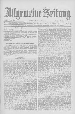 Allgemeine Zeitung Dienstag 13. Januar 1885