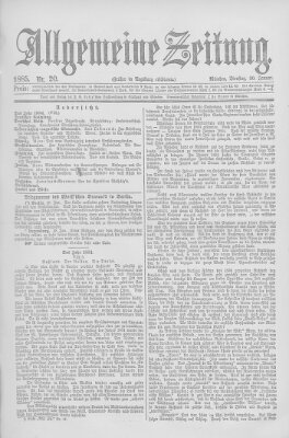 Allgemeine Zeitung Dienstag 20. Januar 1885