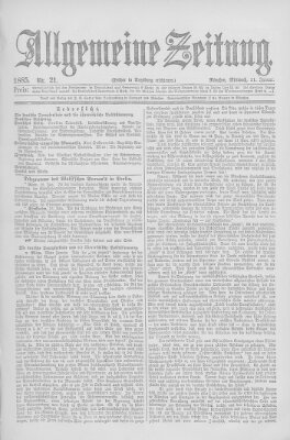 Allgemeine Zeitung Mittwoch 21. Januar 1885