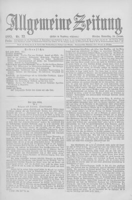 Allgemeine Zeitung Donnerstag 22. Januar 1885