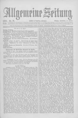 Allgemeine Zeitung Samstag 31. Januar 1885