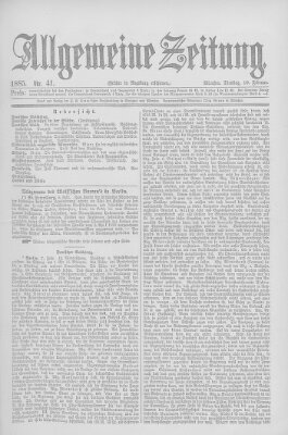 Allgemeine Zeitung Dienstag 10. Februar 1885