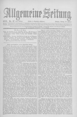 Allgemeine Zeitung Montag 16. Februar 1885