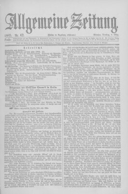 Allgemeine Zeitung Dienstag 3. März 1885