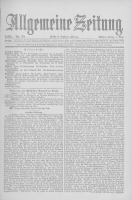 Allgemeine Zeitung Freitag 6. März 1885