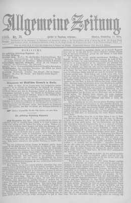 Allgemeine Zeitung Donnerstag 12. März 1885