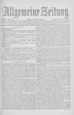 Allgemeine Zeitung Samstag 21. März 1885