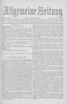 Allgemeine Zeitung Sonntag 22. März 1885