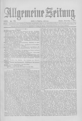 Allgemeine Zeitung Donnerstag 2. April 1885