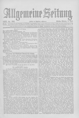 Allgemeine Zeitung Mittwoch 15. April 1885