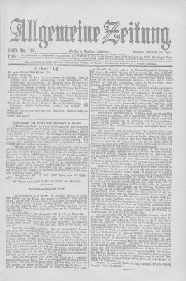 Allgemeine Zeitung Mittwoch 29. April 1885