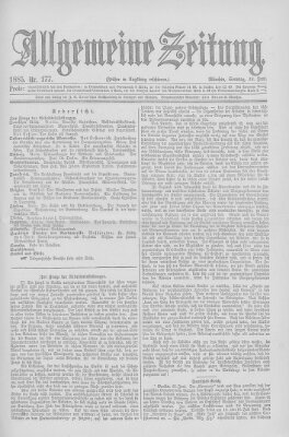 Allgemeine Zeitung Sonntag 28. Juni 1885