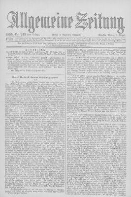 Allgemeine Zeitung Montag 3. August 1885