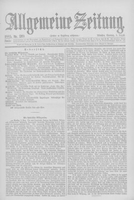 Allgemeine Zeitung Sonntag 9. August 1885