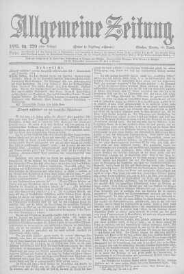 Allgemeine Zeitung Montag 10. August 1885