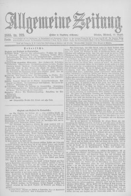 Allgemeine Zeitung Mittwoch 12. August 1885