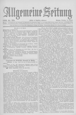 Allgemeine Zeitung Dienstag 18. August 1885