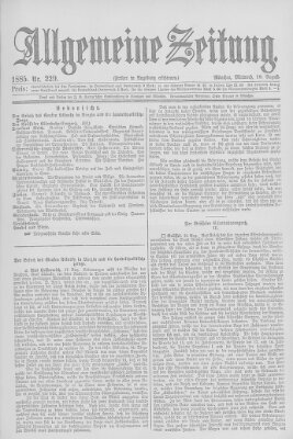 Allgemeine Zeitung Mittwoch 19. August 1885