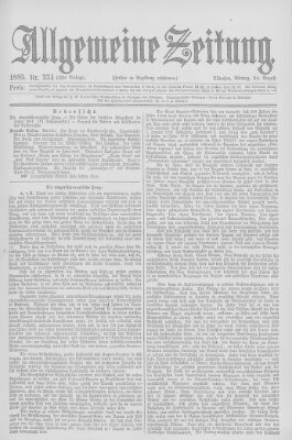 Allgemeine Zeitung Montag 24. August 1885