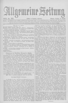 Allgemeine Zeitung Dienstag 25. August 1885