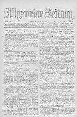 Allgemeine Zeitung Samstag 12. September 1885