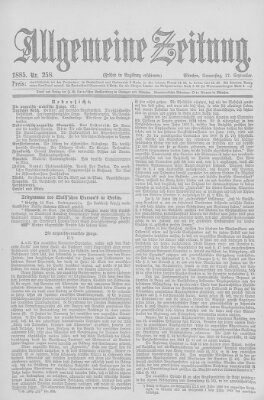 Allgemeine Zeitung Donnerstag 17. September 1885